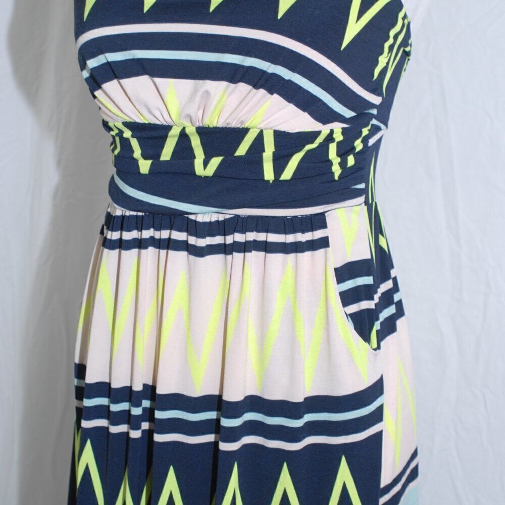 Strapless Maxi Dress Built in Bra Vanilla Bay Womens Medium Neon Yellow Cream - Picture 4 of 9